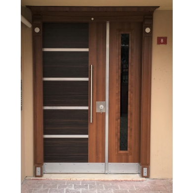 Doğal kaplamalı apartman kapıları D-507
