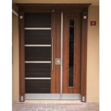 Doğal kaplamalı apartman kapıları D-507